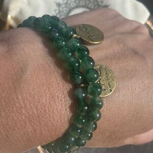 Green jade Beaded Bracelet Set